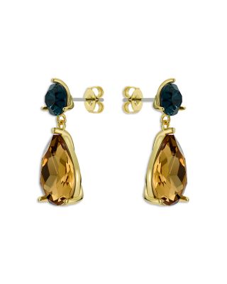 Yellow &amp; Blue Crystal Drop Earrings