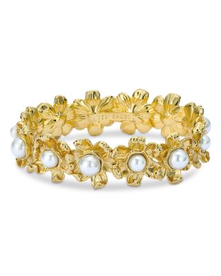 Imitation Pearl Daisy Bangle Bracelet