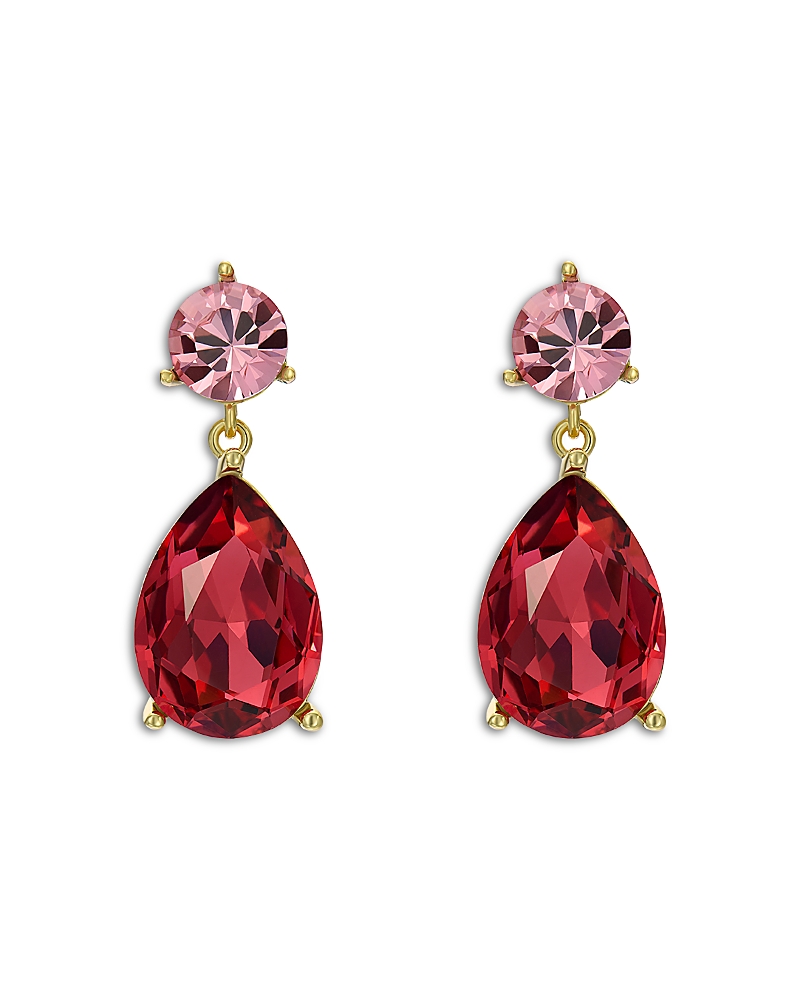 Ted Baker Contrasting Pink Crystal Drop Earrings In Red