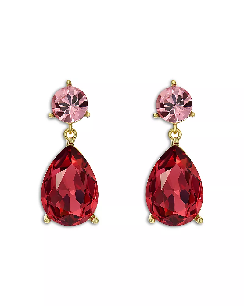 Ted Baker Contrasting Pink Crystal Drop Earrings