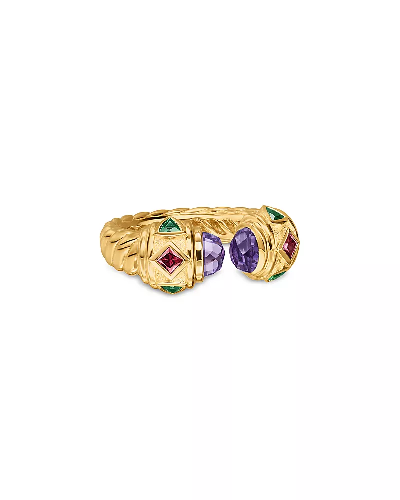 Renaissance Color Ring in 18K Yellow Gold with Amethyst, Pink Tourmaline and Tsavorites, 9.9mm