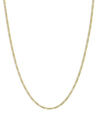 14K Yellow Gold Fine Figaro Link Chain Necklace, 18" 