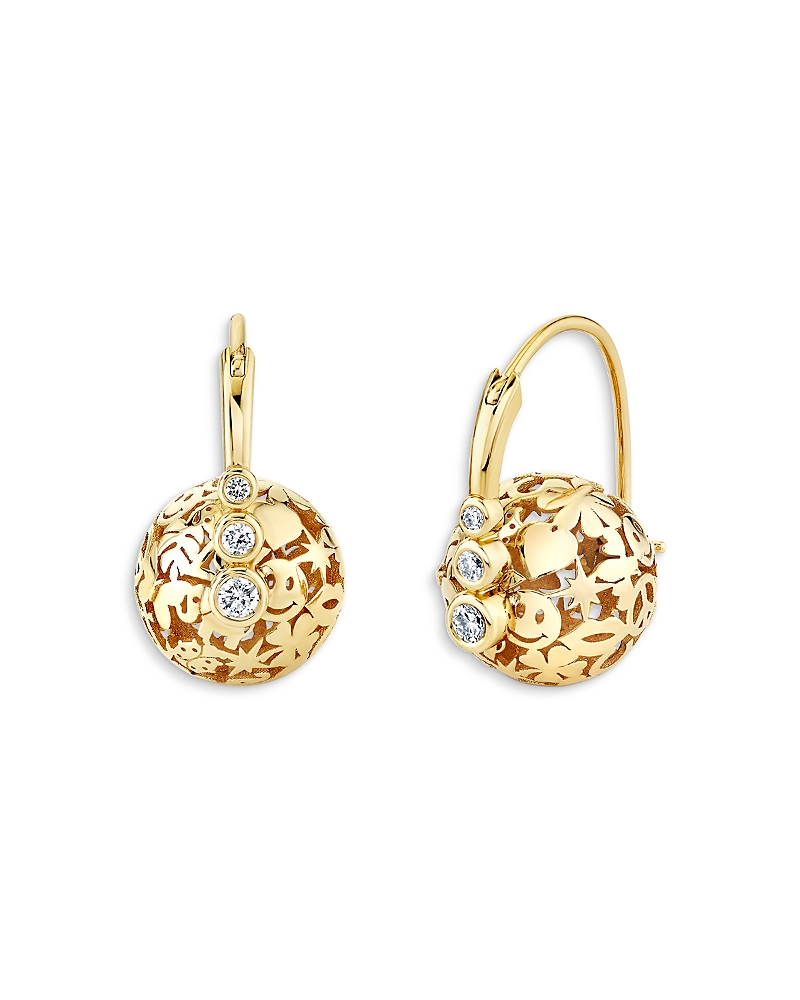 Sydney Evan Diamond Wallpaper Bead Drop Earrings in 14K Yellow Gold, 0.2 tcw