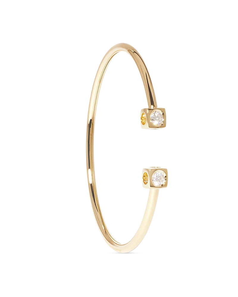 Dinh Van 18k Yellow Gold Le Cube Diamant Diamond Wire Cuff Bracelet In Gold