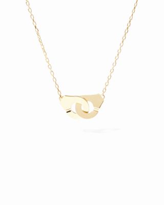 18K Yellow Gold Menottes Dinh Van Small Handcuff Open Link Chain Pendant Necklace, 15.75-16.54"