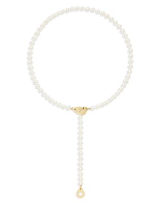 18K Yellow Gold Menottes Dinh Van Freshwater Pearl Lariat Necklace, 19.37"