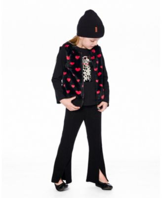 Girls' Ribbed Leggings Bootleg with Slit - Little Kid