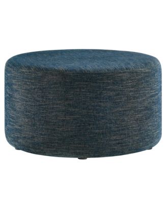 Callum Large 29" Round Woven Heathered Fabric Upholstered Ottoman