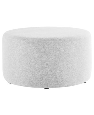 Callum Large 29" Round Woven Heathered Fabric Upholstered Ottoman