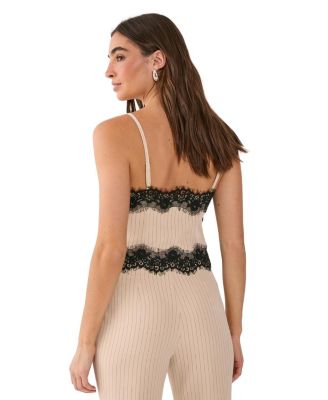 Pinstripe Lace Trim Tailored Strappy Top