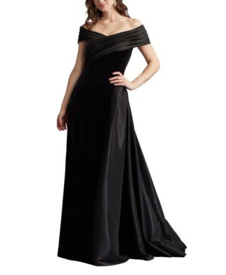 Elysian Velvet Draped Overlay Train Gown