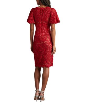 Arnett Embroidered Flutter Sleeve Dress