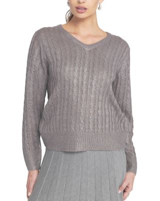  Metallic Cable Knit Sweater