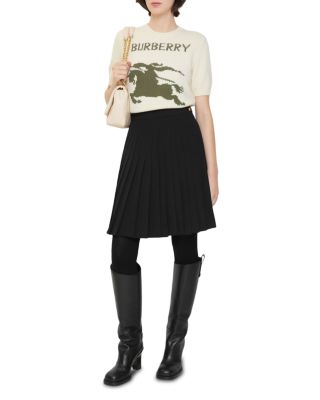 Eleonora Pleated Wool Blend Midi Skirt