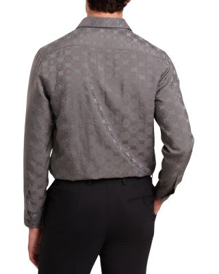 Farax Textured Geometric Jacquard Button Down Shirt 