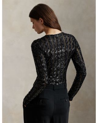 Cable Sequin Mesh Bodysuit