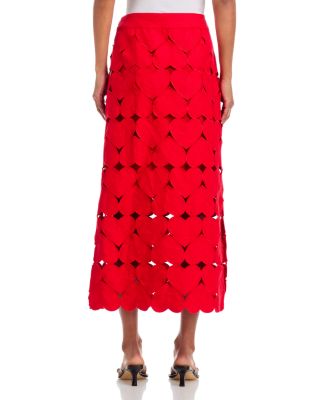 Hearts Linen Midi Skirt