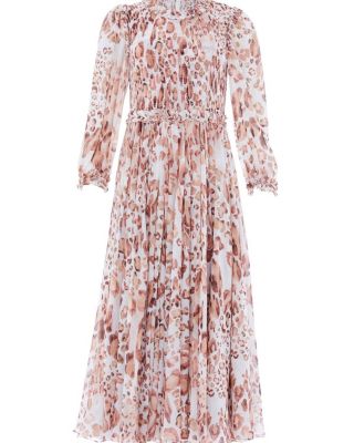 Leopard Chiffon Smocked Ballerina Dress