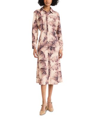 Long Sleeve Draped Shirt Dress