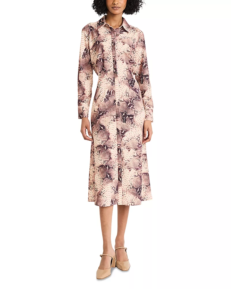 Luxely Long Sleeve Draped Shirt Dress