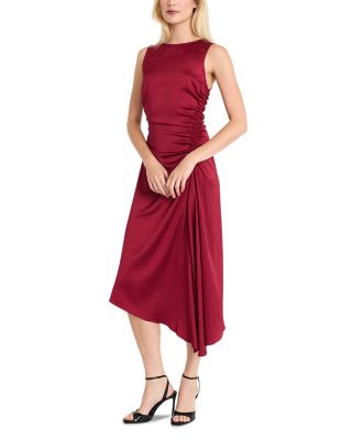 Boat Neck Asymmetric Midi Dress