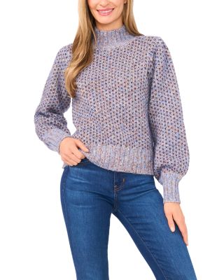 Multicolored Knit Mock Neck Sweater