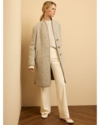 Herringbone Wool Blend Coat