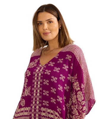 Bandana Print Chiffon V-Neck Top