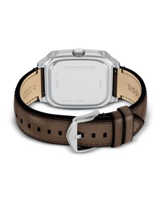 Crosby Three-Hand Brown Leather Watch, 42mm x 30mm