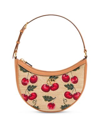 Vlogo Signature Mini Cherryfic Raffia Hobo Shoulder Bag