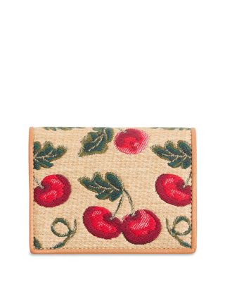 VLogo Signature Cherryfic Jacquard Raffia Wallet