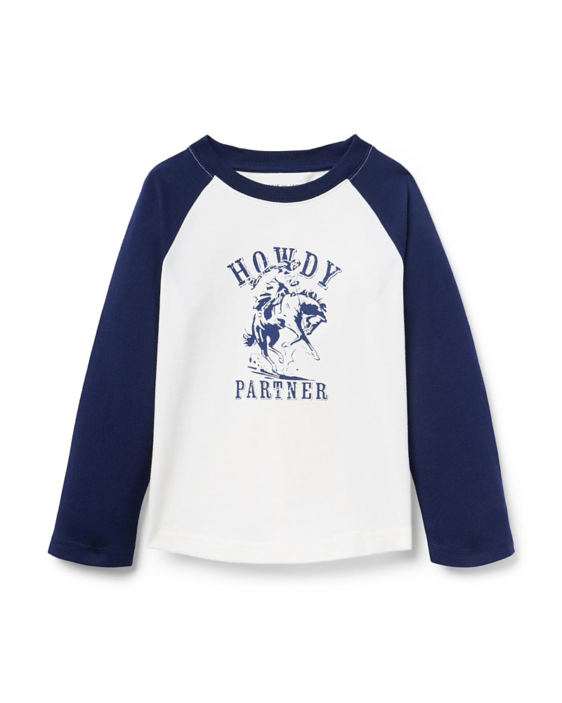 Janie And Jack Howdy Baseball Raglan Sleeve Tee In Blue