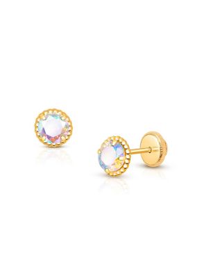 Children's 14K Gold Enchanted Light Studs Girls' Screw Back Earrings