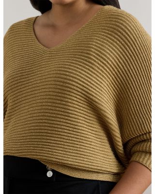 Metallic Rib Knit Dolman Sleeve Sweater