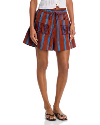 Noura Fringe Trim Swim Cover-Up Shorts