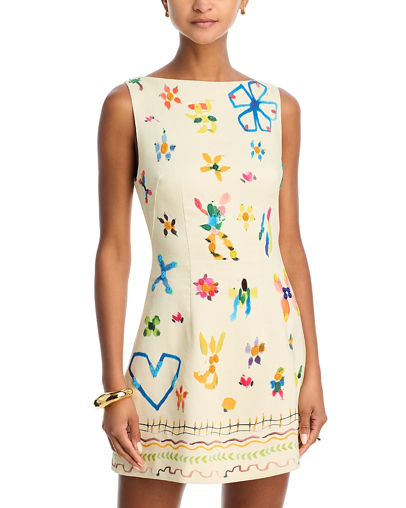 Alemais Sidi Beaded Mini Dress In White