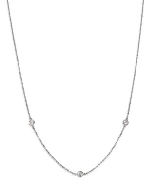 Diamond Bezel Station Collar Necklace in 14K Gold, 0.25 tcw