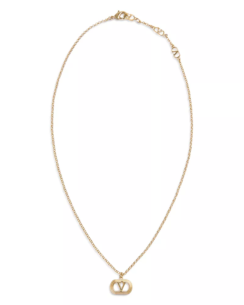 Valentino Garavani Logo Pendant Necklace, 16.5