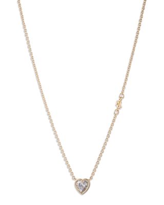 Cubic Zirconia Heart Pendant Necklace, 16"-19" 