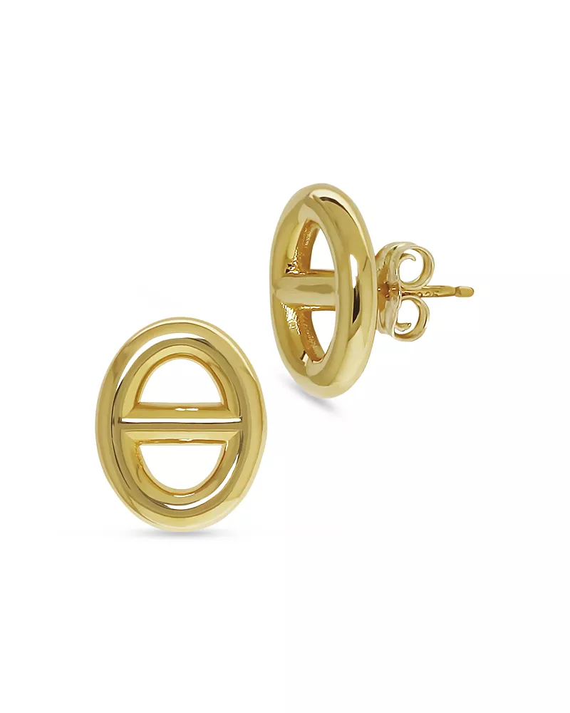 Bloomingdale's Fine Collection Mariner Link Stud Earrings in 14K Yellow Gold