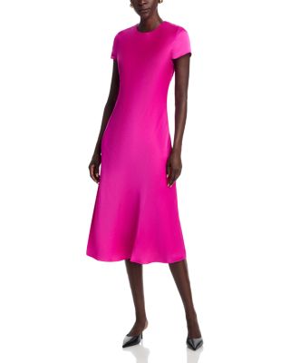 Luciana Short Sleeve Bias Silky Satin Slip Dress