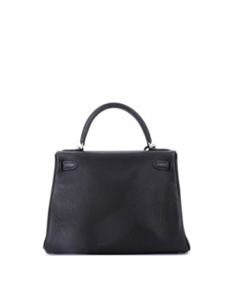  Kelly 28 Handbag Black Togo with Palladium Hardware