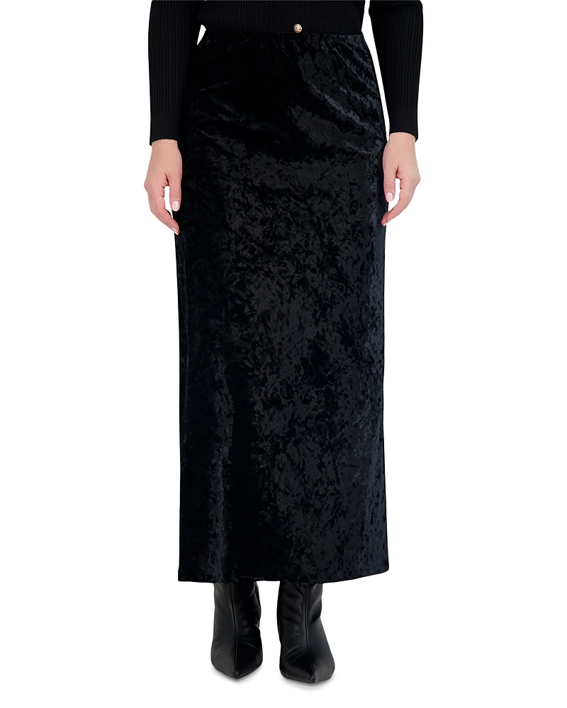 Point Velvet Straight Skirt In Black