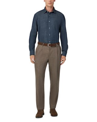 Denim Long Sleeve Button Front Shirt