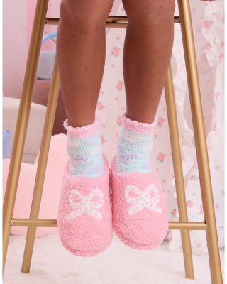 Girls' Bow Pearl Plush Slippers