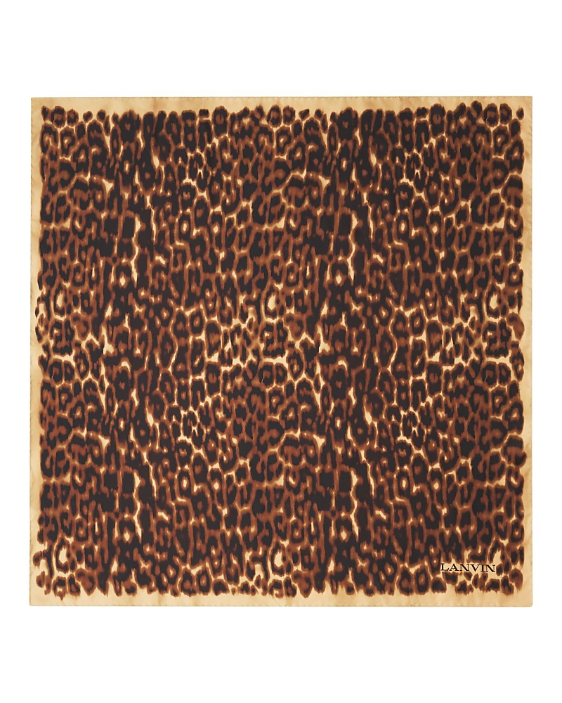 Lanvin Leopard Print Silk Scarf In Brown