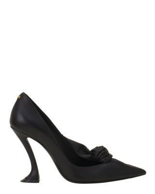 Midnight Step Leather Bow Pump
