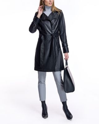 Leather Belted Trench Coat