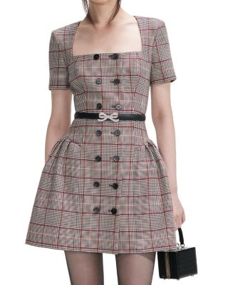 Check Short Sleeved Mini Dress