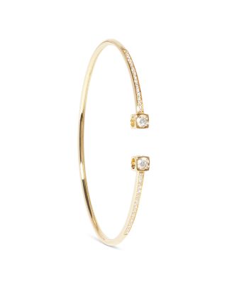 18k Yellow Gold Le Cube Diamant Diamond Cube & Channel Set Wire Cuff Bracelet